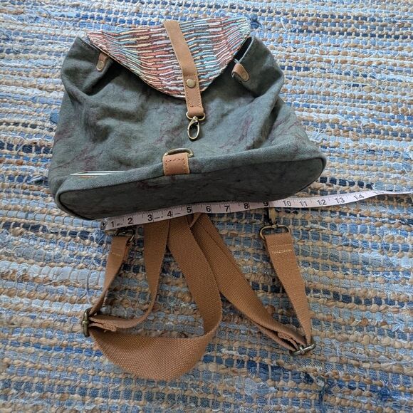 Backpack Tribal Aztec Olive Green Stripes Canvas Bag Festival Purse Boho Gremlin - Picture 7 of 8